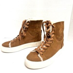 UGG Beven Suede Women's Brown Chestnut Shearling Sneaker Ankle Boots